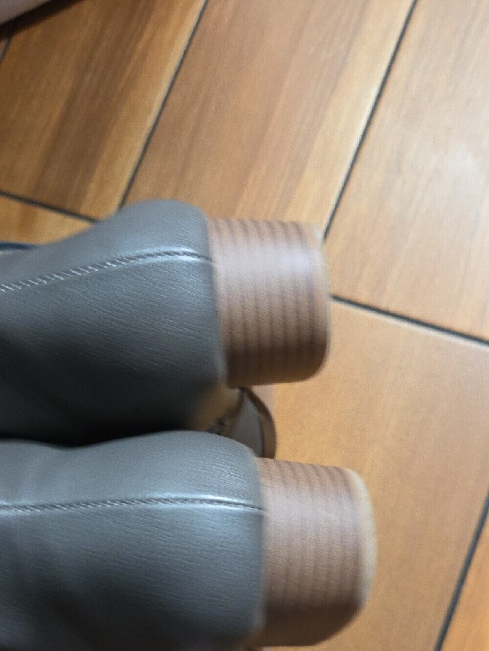 croft & barrow Gray Faux Leather Ankle Booties with Wooden Stacked Heel - Picture 6 of 7